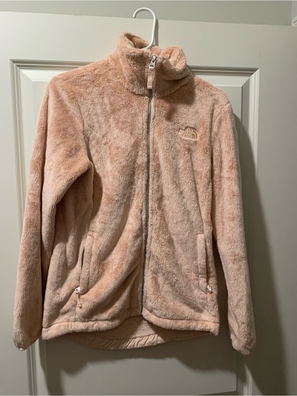 The North Face Plush Full-Zip Teddy Jacket in Light Peach